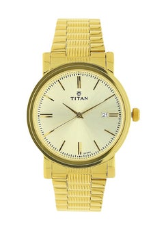 TITAN Titan Quartz Analog with Date Champagne Dial Stainless Steel Strap Watch for Men  - Image 1