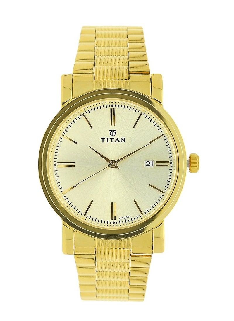 TITAN Titan Quartz Analog with Date Champagne Dial Stainless Steel Strap Watch for Men  - Image 1