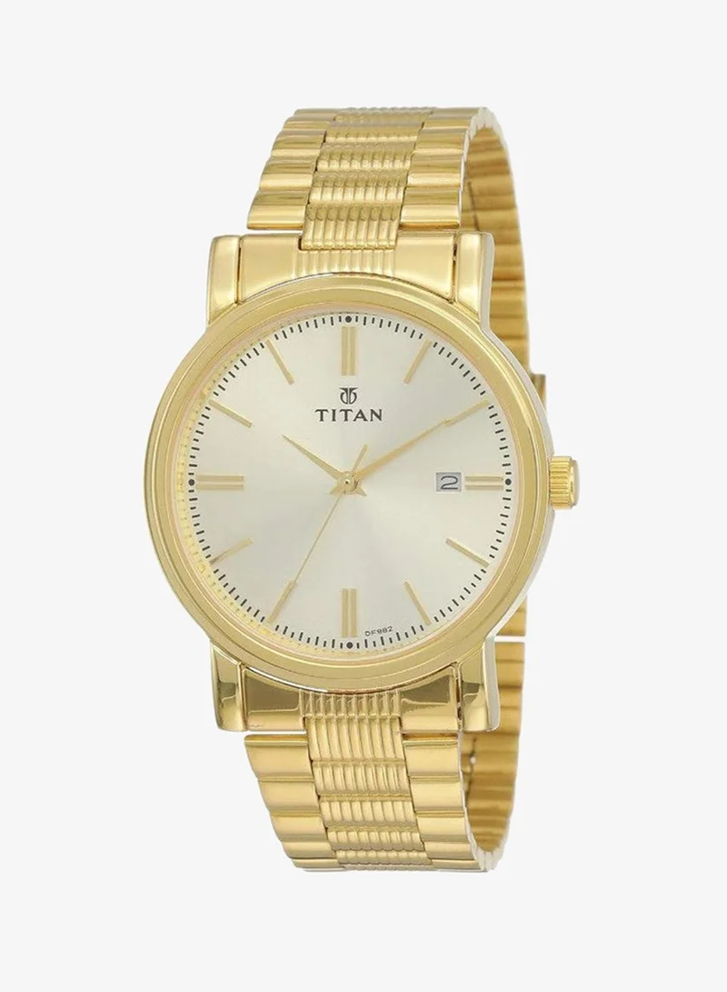TITAN Titan Karishma Quartz Analog with Date Champagne Dial Golden Stainless Steel Strap Watch for Men - NT1712YM03