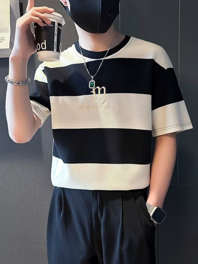New Short-Sleeved T-Shirt Men'S Summer Korean-Style Trendy Simple Half-Sleeved Top Hong Kong-Style Loose Casual Trendy Brand T-Shirt - Image 5