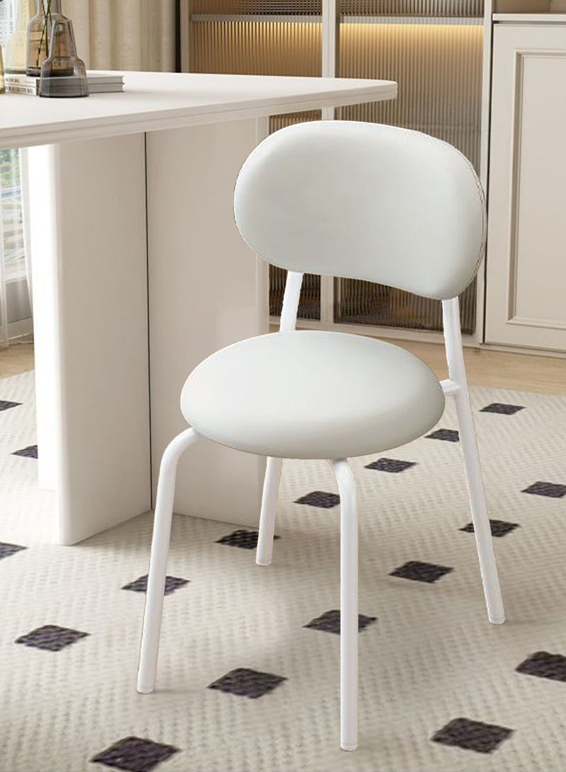 ايكي ايك كرسي الطعام الحديث 2 عبوات ، مستديرة ، إطار معدني أبيض ، مقاعد منجد ، أثاث المطبخ لهجة ، مناسبة لغرفة المعيشة ، المطبخ ، غرفة النوم ، المدخل. - Image 1