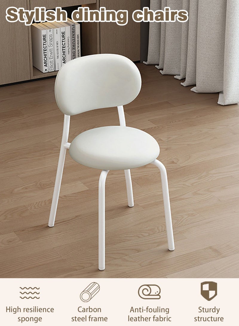 ايكي ايك كرسي الطعام الحديث 2 عبوات ، مستديرة ، إطار معدني أبيض ، مقاعد منجد ، أثاث المطبخ لهجة ، مناسبة لغرفة المعيشة ، المطبخ ، غرفة النوم ، المدخل. - Image 2