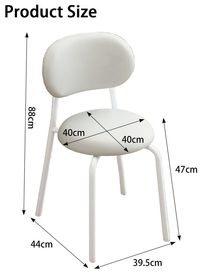 ايكي ايك كرسي الطعام الحديث 2 عبوات ، مستديرة ، إطار معدني أبيض ، مقاعد منجد ، أثاث المطبخ لهجة ، مناسبة لغرفة المعيشة ، المطبخ ، غرفة النوم ، المدخل. - Image 5