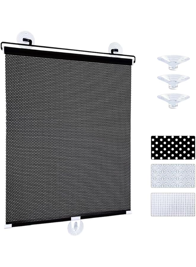 The Bros ستارة تعتيم سوداء مع أكواب شفط، 1 قطعة ستائر حجب الشمس، 22.8x49" ستارة نافذة محمولة، ستائر تعتيم للغرف، ستائر نوافذ للمنزل وغرفة النوم