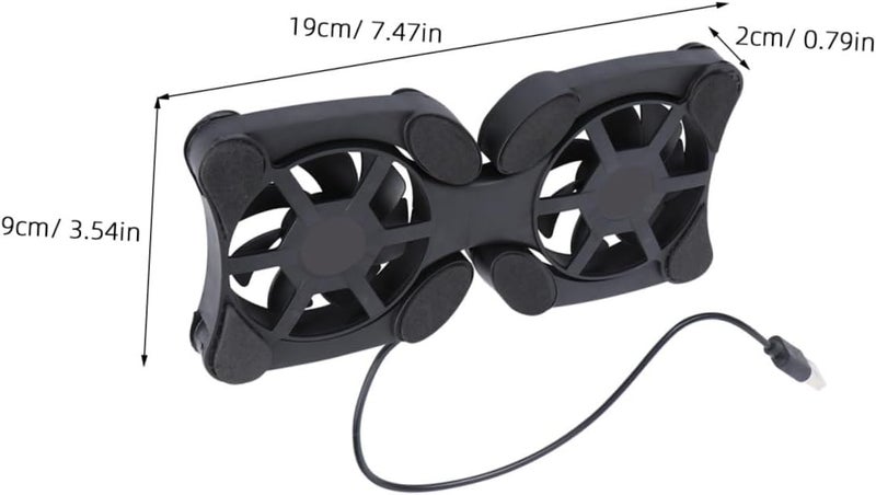 Portable Laptop Cooling Pad with Dual USB Fans, Foldable Black Notebook Cooler Stand for Office and Travel, Lightweight Computer Cooler Fan Pad for Gaming and Work - Image 2