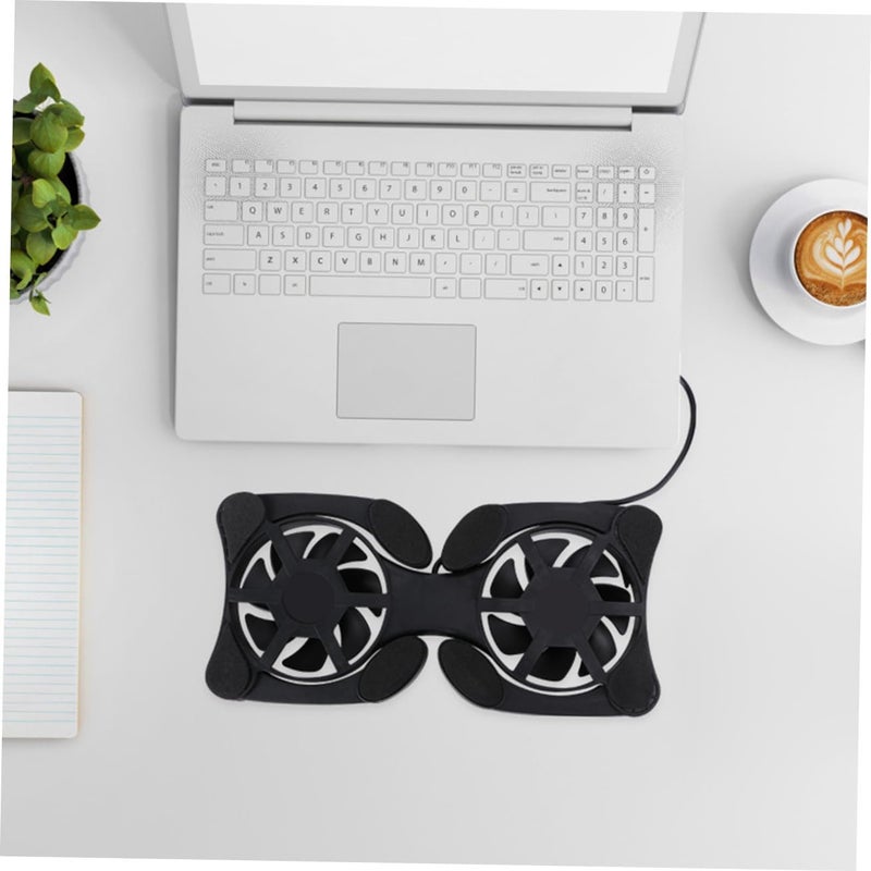 Portable Laptop Cooling Pad with Dual USB Fans, Foldable Black Notebook Cooler Stand for Office and Travel, Lightweight Computer Cooler Fan Pad for Gaming and Work - Image 5