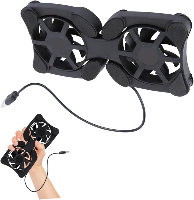 Portable Laptop Cooling Pad with Dual USB Fans, Foldable Black Notebook Cooler Stand for Office and Travel, Lightweight Computer Cooler Fan Pad for Gaming and Work - Image 1