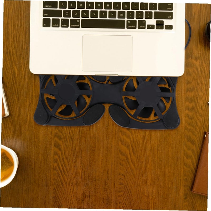 Portable Laptop Cooling Pad with Dual USB Fans, Foldable Black Notebook Cooler Stand for Office and Travel, Lightweight Computer Cooler Fan Pad for Gaming and Work - Image 4