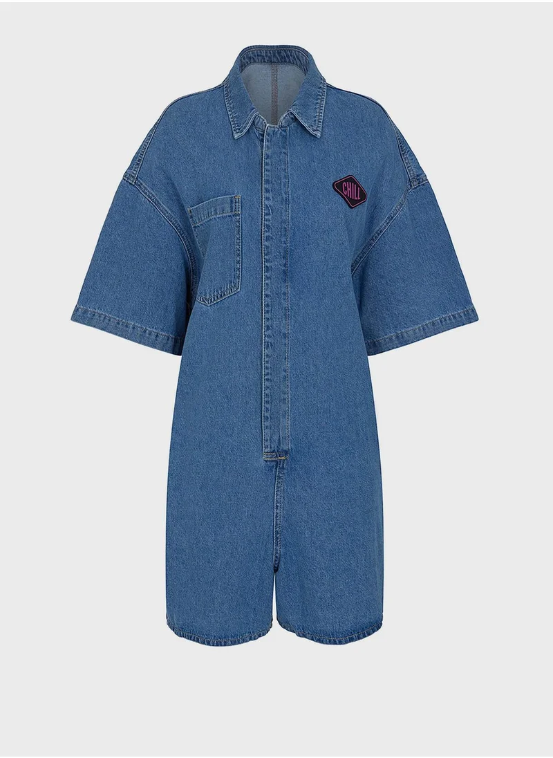 Nocturne Oversized Denim Playsuit