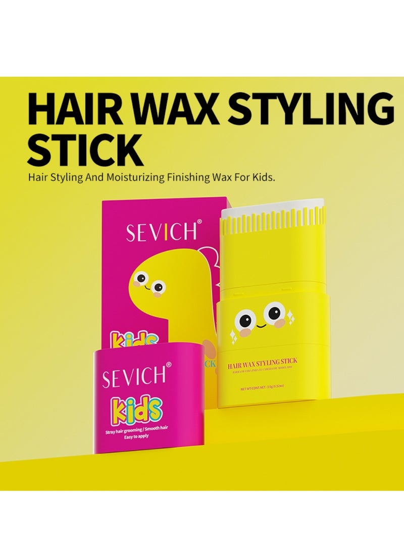 Sevich Hair Wax Stick for Kids Hair Styling Gel for Kids Broken Hairs Finishing Stick Cream for Toddlers Kid Hairs Style Product Long Lasting Wax Stick Built-In Comb Retractable Styling 15g - Image 3