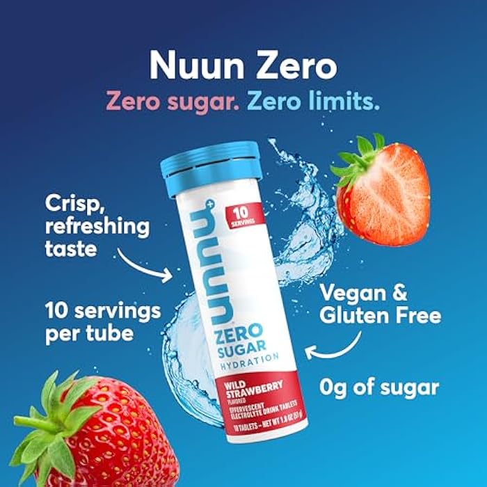 Nuun أقراص إلكتروليت ترطيب بدون سكر من نون - مغنيسيوم، كالسيوم، بوتاسيوم، كلوريد وصوديوم، نكهات فواكه خفيفة ولذيذة، بدون سكر، خالية من الغلوتين، نباتية، مجموعة مختلطة من التوت 4 عبوات (40 حصة إجمالية) - Image 2