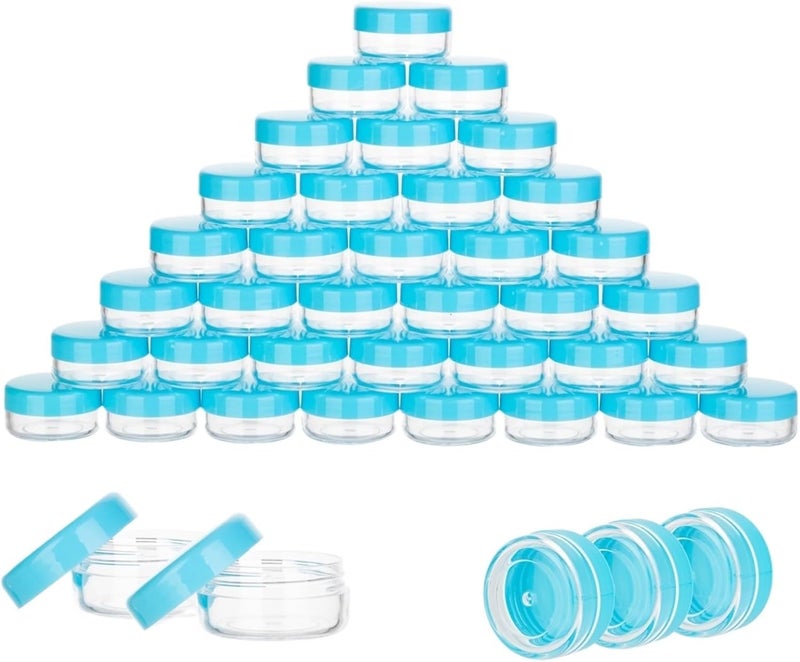 Lip Scrub Containers 300pcs 3g 5g 10g Empty Cans to Fill Mini Plastic Cream Sample Powder Lip Balm Jars Jewelry Cosmetic Container(Blue,5g) - Image 1