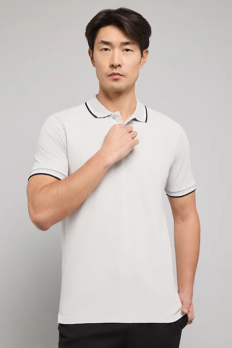أر أند بي Tipping Detail Polo T-Shirt with Short Sleeves
