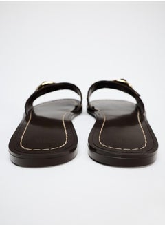 Zara Flat split suede slider sandals with studs  - Image 4