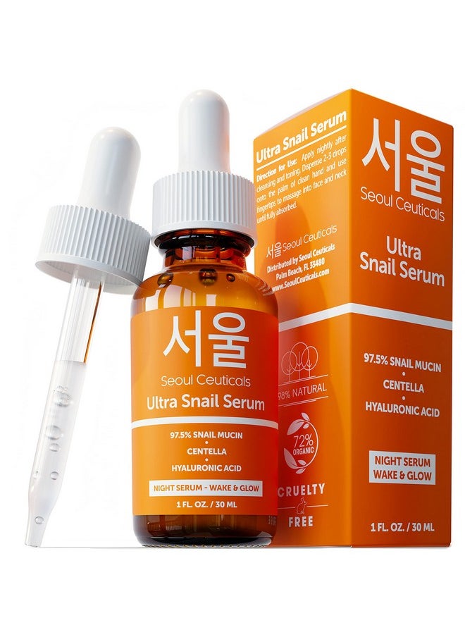 seoulceuticals - SeoulCeuticals Korean Skin Care 97.5% Snail Mucin Serum - K Beauty Skincare Night Serum Hyaluronic Acid for Face - Centella Anti Wrinkle Serum 1oz - Image 1