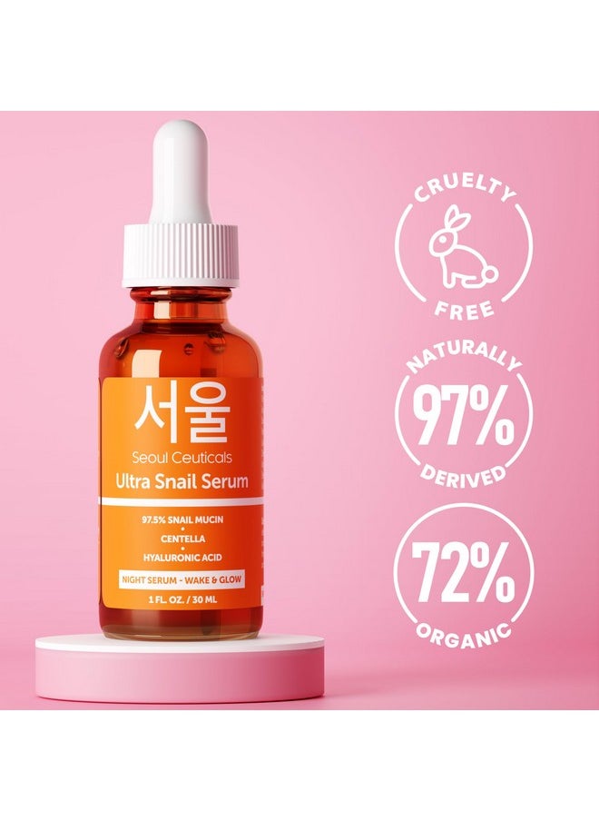 seoulceuticals - SeoulCeuticals Korean Skin Care 97.5% Snail Mucin Serum - K Beauty Skincare Night Serum Hyaluronic Acid for Face - Centella Anti Wrinkle Serum 1oz - Image 1
