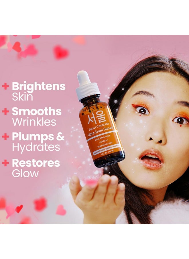 seoulceuticals - SeoulCeuticals Korean Skin Care 97.5% Snail Mucin Serum - K Beauty Skincare Night Serum Hyaluronic Acid for Face - Centella Anti Wrinkle Serum 1oz - Image 1