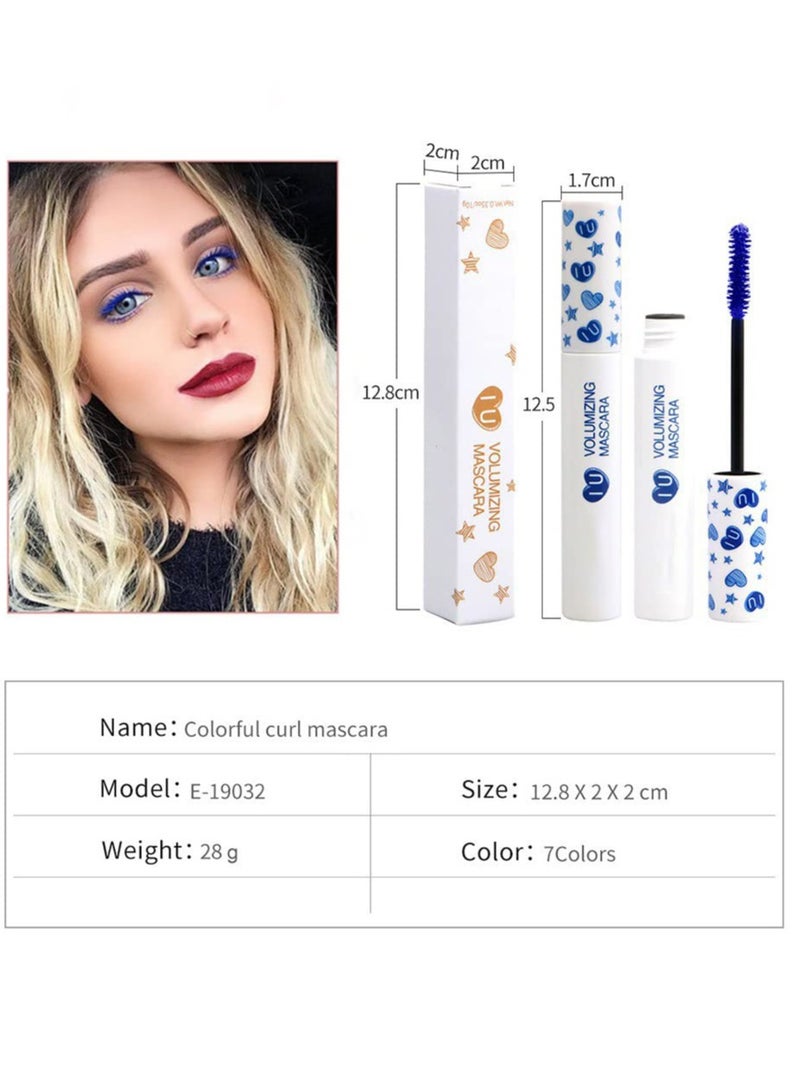 7-Color Waterproof Colored Mascara Set for Vibrant Eyelash Makeup, Long-Lasting Volume and Length, Charming Fiber Formula for Stunning Eye Looks.