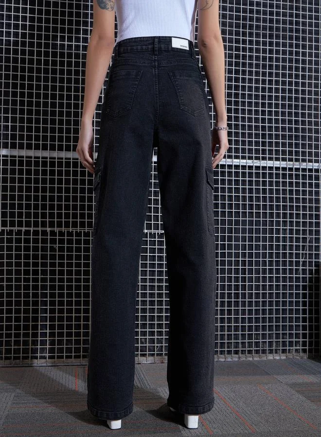 ساسافراس Cargo Straight Jeans with Belt Loops by Styli