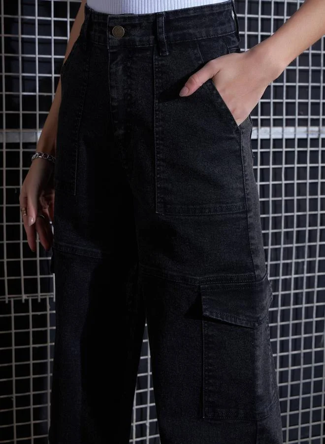 ساسافراس Cargo Straight Jeans with Belt Loops by Styli