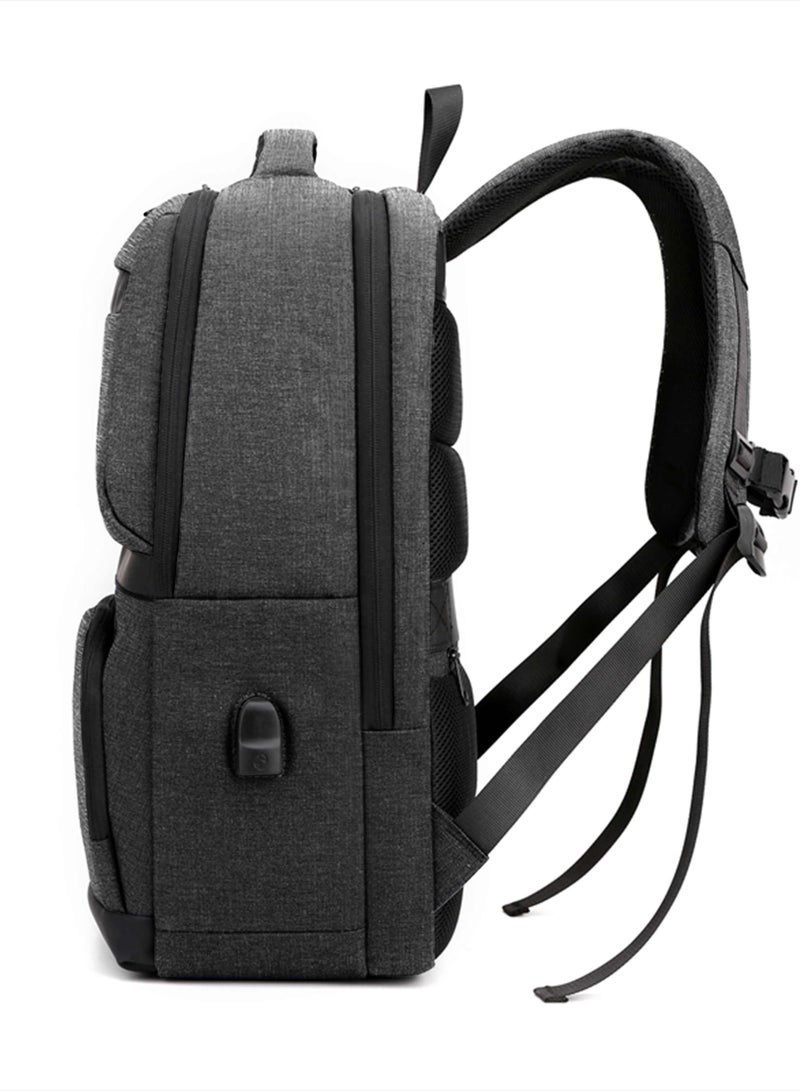 HIKE Premium Computer Backpack Durable 17inch Business Casual Daypack with Built in USB Port for Men Women in Travel Office School College, HK2111-BLACK - Image 4