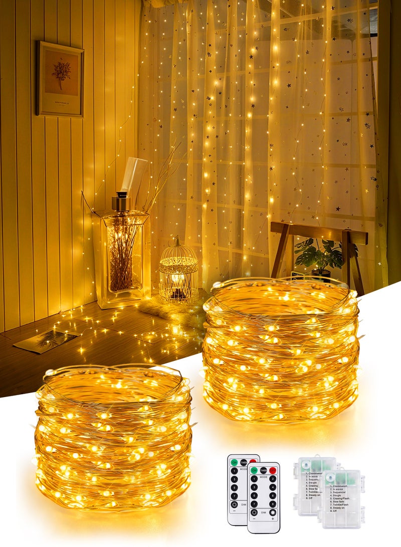 Necomi 2-Pack LED String Lights with Remote, 100 LED 10M String Lights, Waterproof & Ideal for Outdoor and Indoor LED String Lights Battery Powered Fairy Lights - Image 1