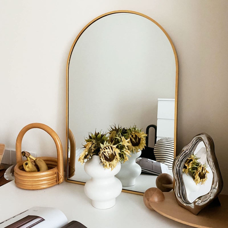 HARRITPURE 20x30 Arched Bathroom Mirror  Wall Mounted Mirror  Gold Arch Mirror  Aluminum Alloy Frame Bathroom Mirror Living Room Bedroom Bathroom and Entryway