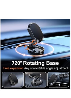 llwoo Alloy Folding Magnetic Car Phone Holder, 2023 New Magnetic Phone Holder for Car, 360°Rotation Foldable Magnetic Phone Mount with All Smartphones & Tablets (Black)  - Image 3