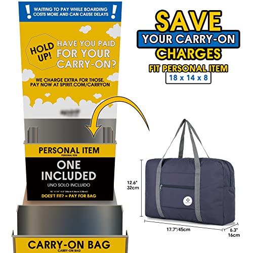 Narwey For Spirit Airlines Foldable Travel Duffel Bag Tote Carry on Luggage Sport Duffle Weekender Overnight for Women and Girls (1112 Dark Blue) - Image 2