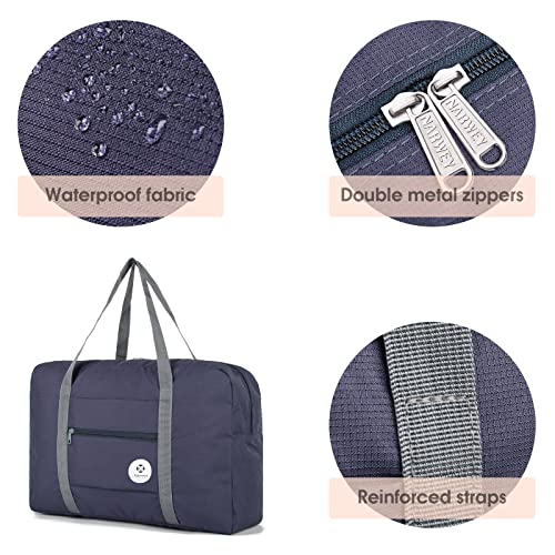 Narwey For Spirit Airlines Foldable Travel Duffel Bag Tote Carry on Luggage Sport Duffle Weekender Overnight for Women and Girls (1112 Dark Blue) - Image 5