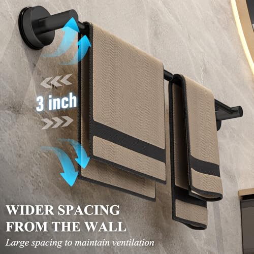 BKV Towel Bar for Bathroom Wall,Adjustable 12~21 Inch Towel Racks for Bathroom Wall Mounted, Towel Holder for Glass Shower Door,Bathroom Accessories,Apparment Essentials,Home Decor-Black - Image 3