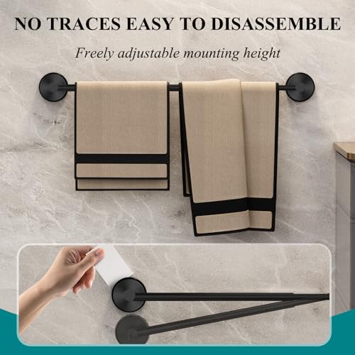 BKV Towel Bar for Bathroom Wall,Adjustable 12~21 Inch Towel Racks for Bathroom Wall Mounted, Towel Holder for Glass Shower Door,Bathroom Accessories,Apparment Essentials,Home Decor-Black - Image 4