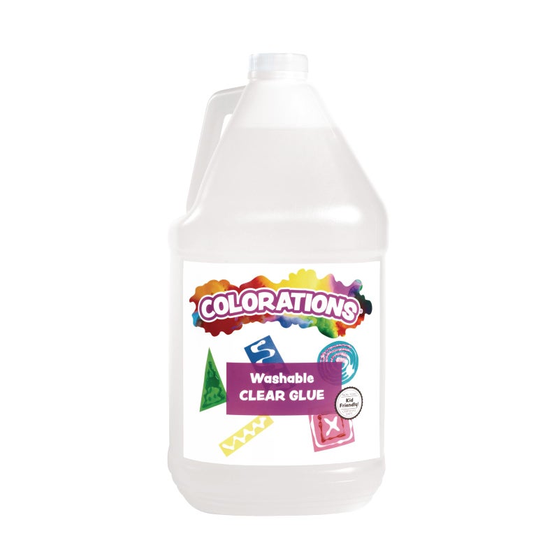 Colorations Washable Clear Glue, 1 Gallon, Dries Clear, Gluing, Crafts, School Glue, Home Glue, Office Glue, Craft Projects, Washable Glue, Non Toxic Glue, Homeschool, Home School Use - Image 1
