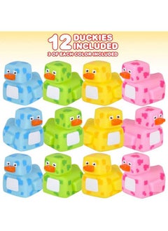 ArtCreativity 2.25 Inch Pixelated Rubber Duckies Pack Of 12 Cute Duck Bath Tub Pool Toys In Assorted Colors Fun Decorations Carnival Supplies Party Favor Or Small Prize  - Image 3