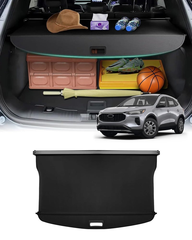 Powerty Cargo Cover for 20202024 2025 Ford Escape Accessories Trunk Cover Retractable Trunk Shielding Shade Cargo Luggage Cover Black