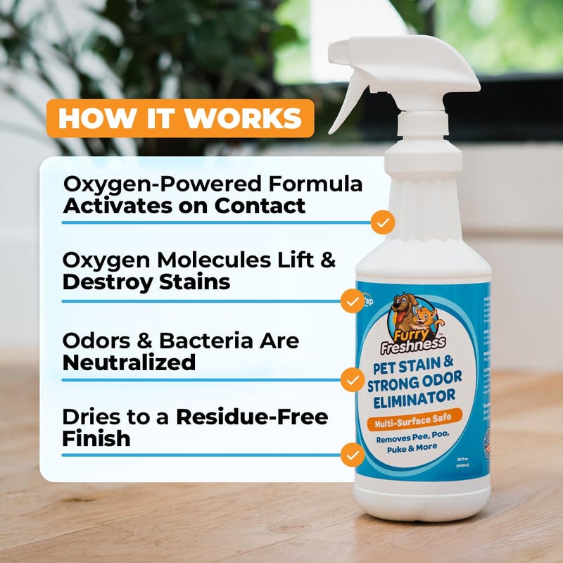 FurryFreshness Extra Strength Cat or Dog Pee Stain & Permanent Odor Remover + Smell Eliminator -Removes Stains from Pets & Kids Including Urine or Blood- Lifts Old Carpet Stains- (Gallon) - Image 3