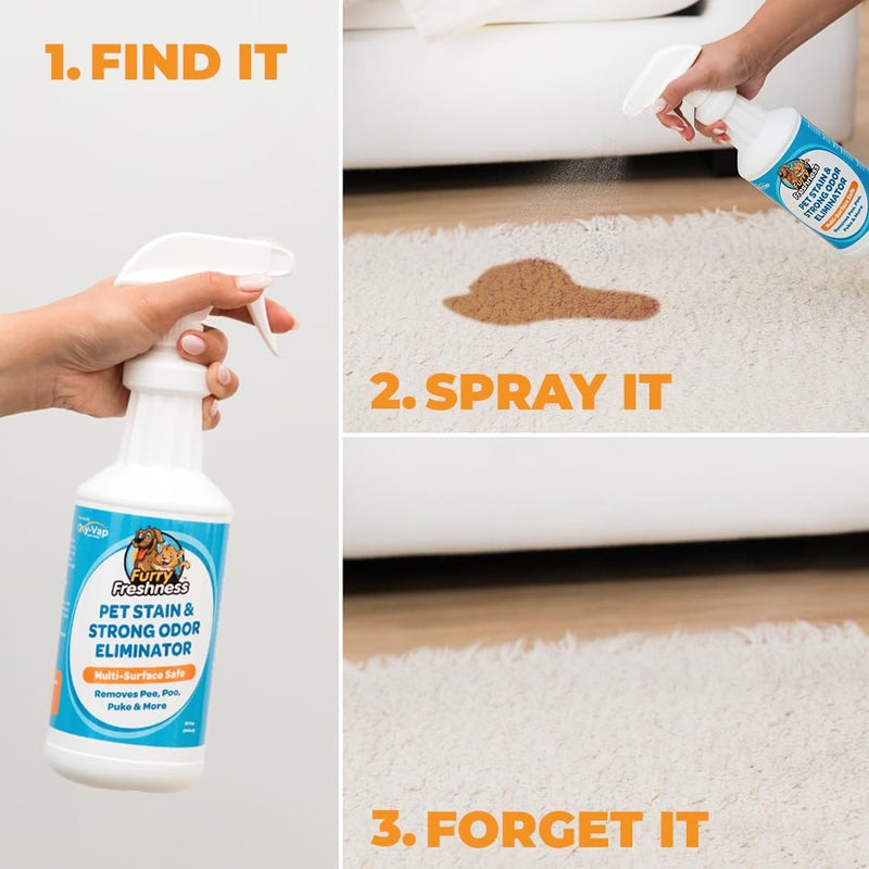 FurryFreshness Extra Strength Cat or Dog Pee Stain & Permanent Odor Remover + Smell Eliminator -Removes Stains from Pets & Kids Including Urine or Blood- Lifts Old Carpet Stains- (Gallon) - Image 2