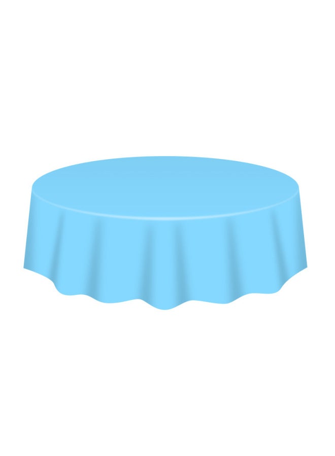 Round Table Solid Color Tablecloth Disposable Round Table Tablecloth Simple Style High-class Wedding Banquet Table Set Table Skirt Round Tablecloth-Colour:Light Blue-Specification:84inch /213cm - Image 1