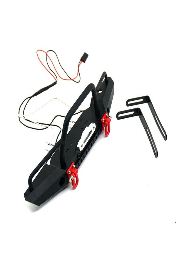 RCLIONS بامبر أمامي معدني من الألمنيوم RCLIONS مع مصابيح LED و خطافات سحب لسيارة TRX4, SCX10-ii 1/10 RC كراولر - Image 4