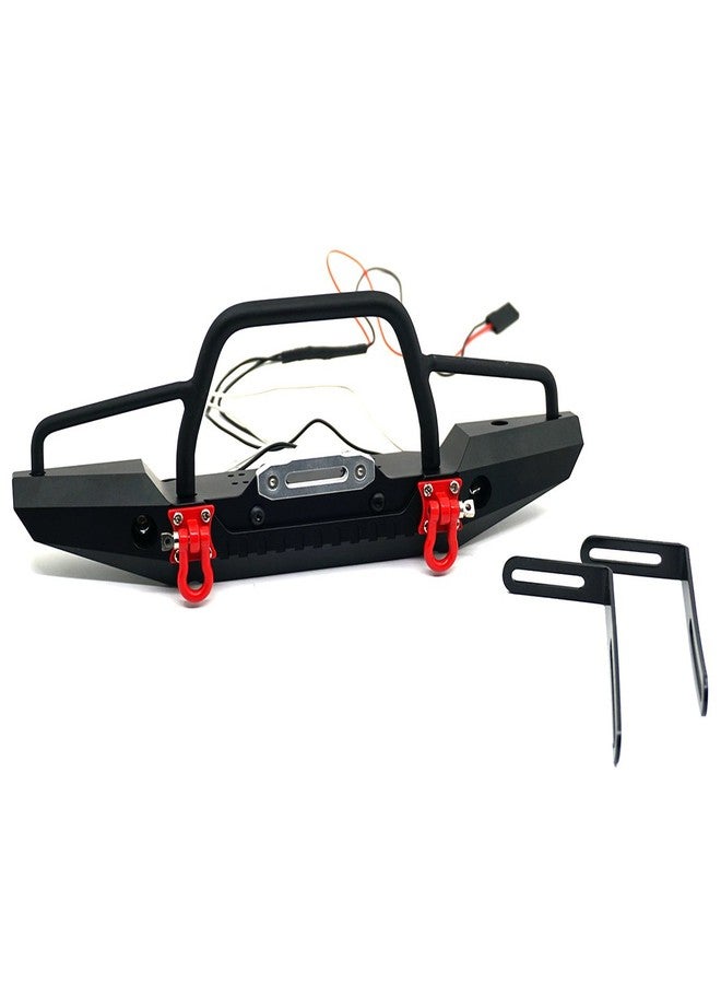 RCLIONS بامبر أمامي معدني من الألمنيوم RCLIONS مع مصابيح LED و خطافات سحب لسيارة TRX4, SCX10-ii 1/10 RC كراولر - Image 1