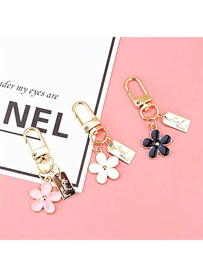 Winner 3 Pcs Small Daisy Flower Keychains for Women Girls,Bag Charm Key Chain Car Key Ring Pendant Decoration for Purse,Handbag,Earphone Case - Image 3