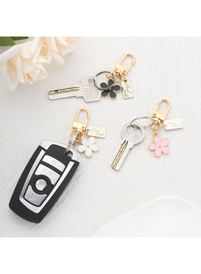 Winner 3 Pcs Small Daisy Flower Keychains for Women Girls,Bag Charm Key Chain Car Key Ring Pendant Decoration for Purse,Handbag,Earphone Case - Image 4