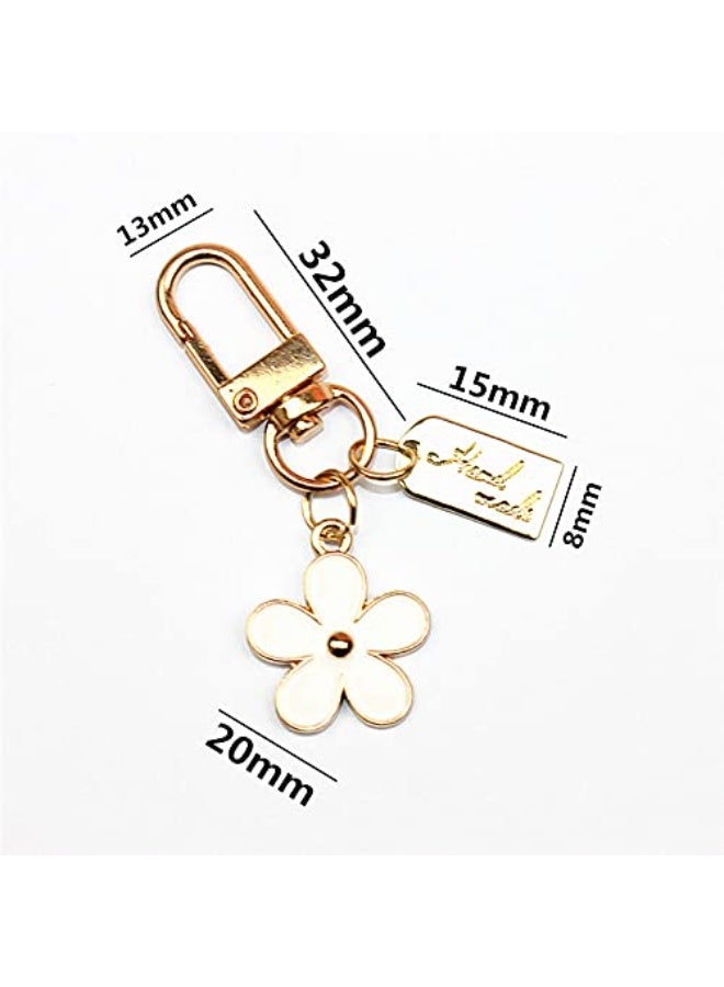 Winner 3 Pcs Small Daisy Flower Keychains for Women Girls,Bag Charm Key Chain Car Key Ring Pendant Decoration for Purse,Handbag,Earphone Case - Image 2