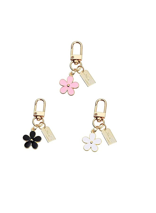 Winner 3 Pcs Small Daisy Flower Keychains for Women Girls,Bag Charm Key Chain Car Key Ring Pendant Decoration for Purse,Handbag,Earphone Case - Image 1
