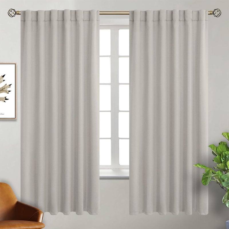 BGment الستائر الجيب وتبادل التبويب الظهر لستائر غرفة النوم - الغرفة المعزولة الحرارية الستائر المظلمة لغرفة المعيشة 2 لوحات ستارة نافذة (52 × 72 بوصة الجمال الطبيعي) - Image 1