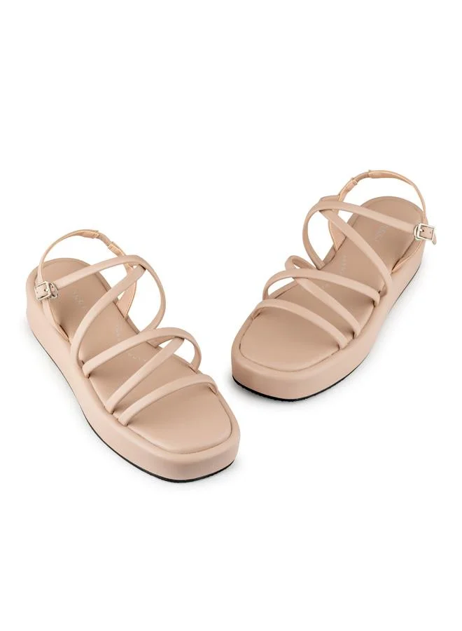 Vincci Pink Women Multi Strap Wedge Sandals for Women | Best Price UAE