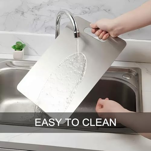 GETRIC Titanium Cutting Board, Stainless Steel Cutting Boards for Kitchen, Double Sided Food-Grade Titanium Board for Cutting Vegetables And Meat (13.4 * 9 inch) - Image 4