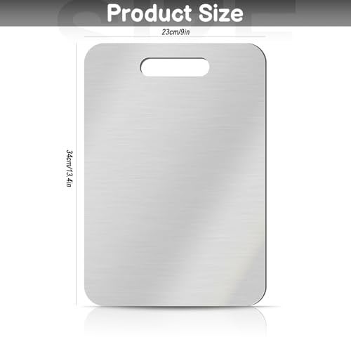 GETRIC Titanium Cutting Board, Stainless Steel Cutting Boards for Kitchen, Double Sided Food-Grade Titanium Board for Cutting Vegetables And Meat (13.4 * 9 inch) - Image 2