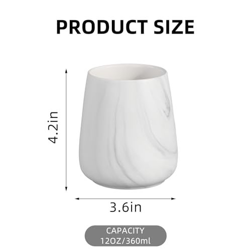 Eyrozia Marble White Toothbrush Holder for Bathroom - Ceramic Tooth Brushing Holders, Toothbrush Cup, Toothpaste Organizer for Bathroom Countertop, Makeup Brush Holder, Pen Holder for Home Desktop Storage - Image 4