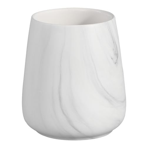 Eyrozia Marble White Toothbrush Holder for Bathroom - Ceramic Tooth Brushing Holders, Toothbrush Cup, Toothpaste Organizer for Bathroom Countertop, Makeup Brush Holder, Pen Holder for Home Desktop Storage - Image 1